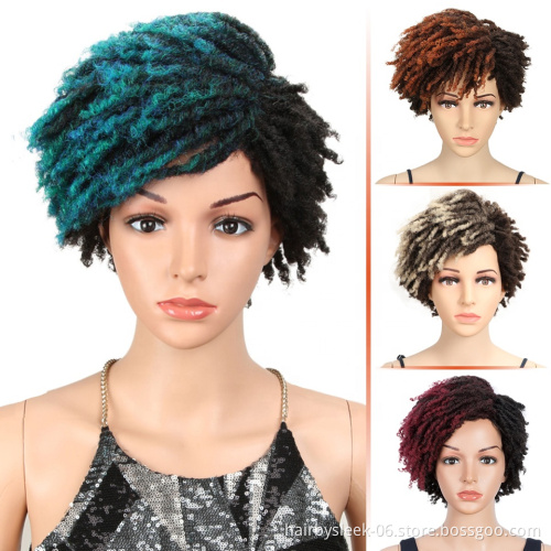 Rebecca fashion 10 Inches blue Short Bob Dread Lock Wig Afro Kinky Curly Heat Resistant Fiber Synthetic Wigs For Black Women